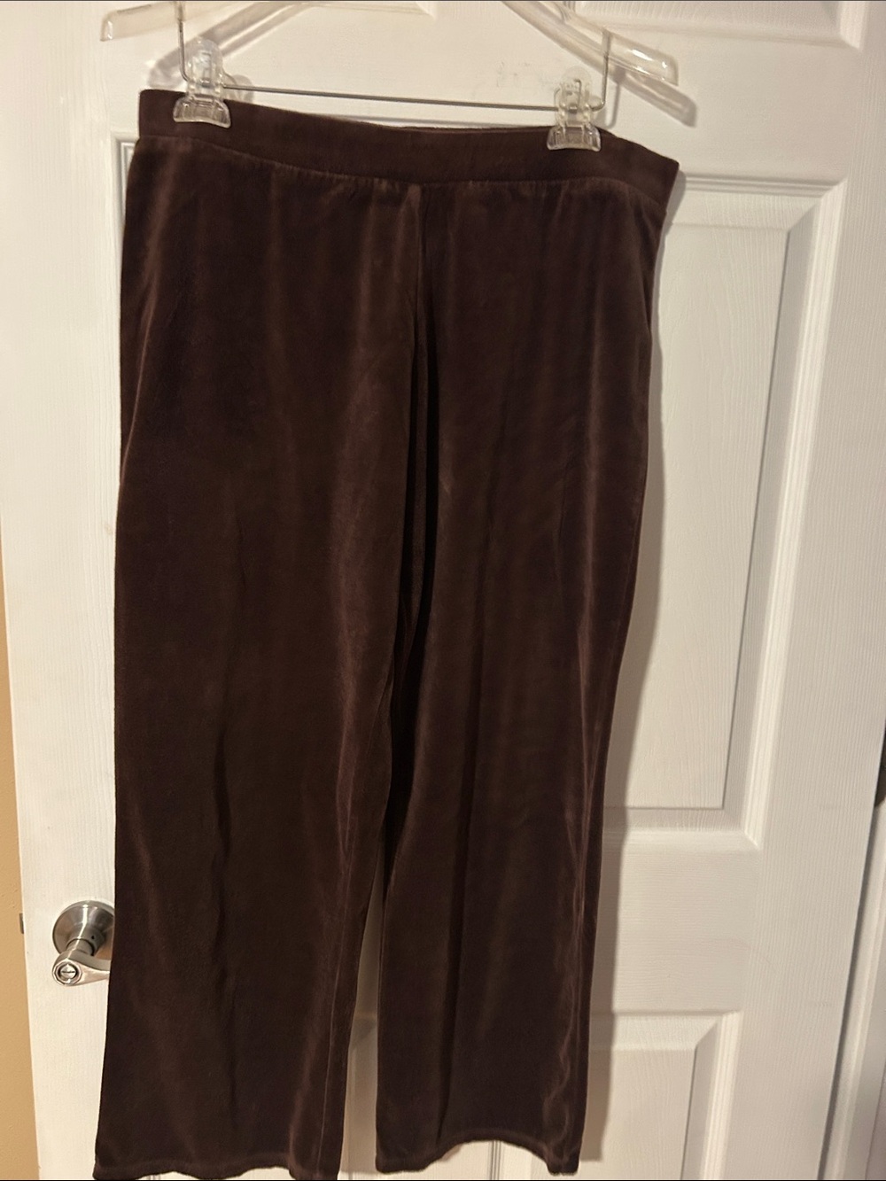 Velour Wide-Leg Lounge Pants - Chocolate Brown